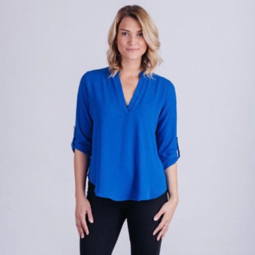Lush Blue V Neck Blouse💙